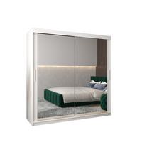 SCHWEBETÜRENSCHRANK 200/200/62 2-türig - Silberfarben/Weiß, Holz/Kunststoff (200/200/62cm) - MÖBEL KRYSPOL