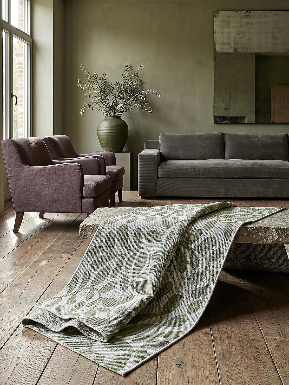 FLACHWEBTEPPICH Floral BORNO Polypropylen Grün 120 x 170 cm - Grün, Textil (120/170cm) - KADIMA DESIGN