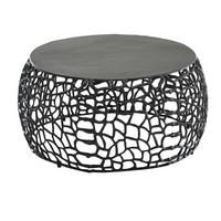 COUCHTISCH Aluminium Rund mit Ast-Struktur, Schwarz 66x66x30 cm - Schwarz, Metall (66/66/30cm) - KADIMA DESIGN