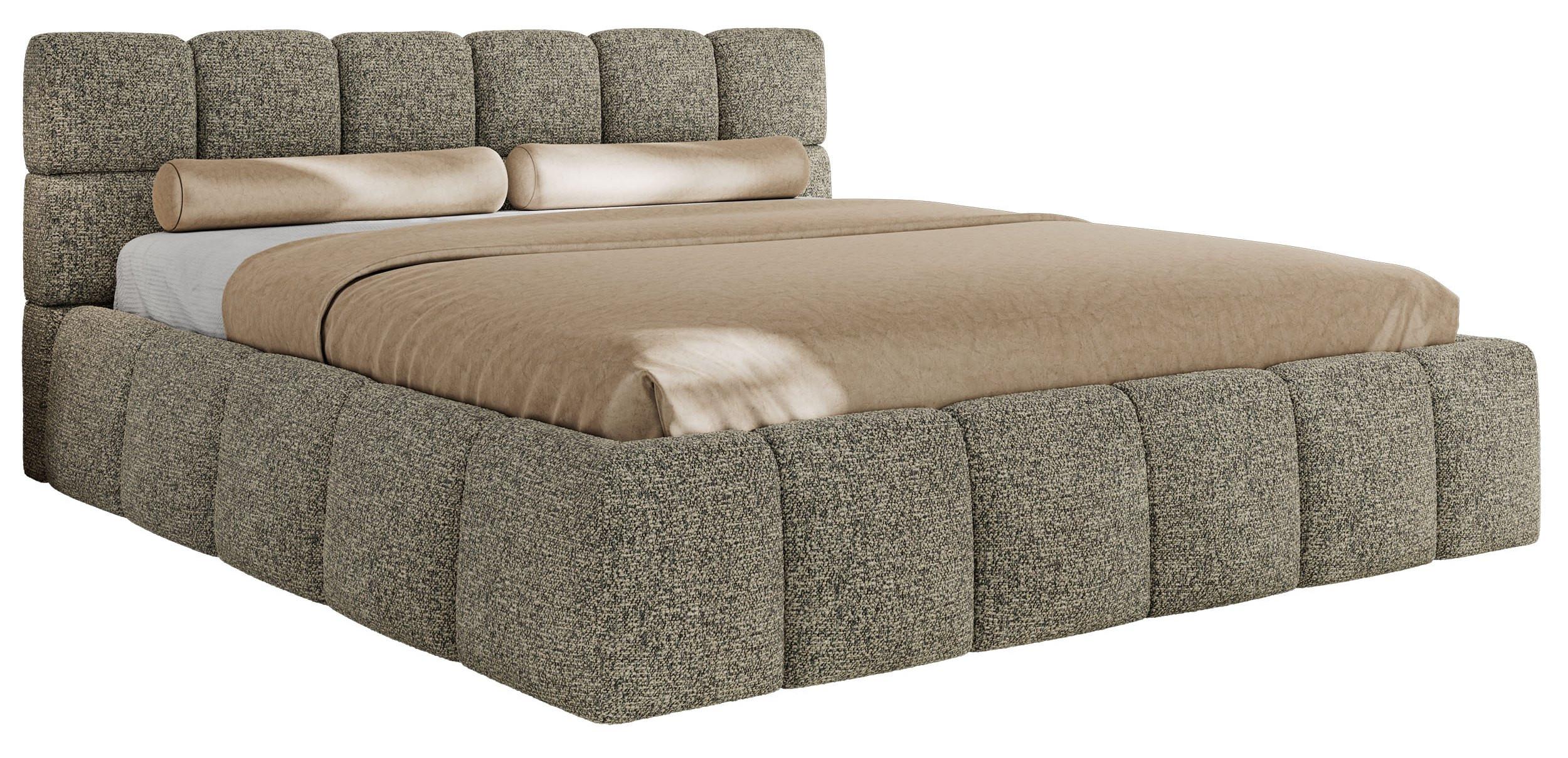 POLSTERBETT NIRA CLASSIC 180/200 - Grau Strukture - Schaum-Matratze - Grau, Textil (180/200cm) - MKS