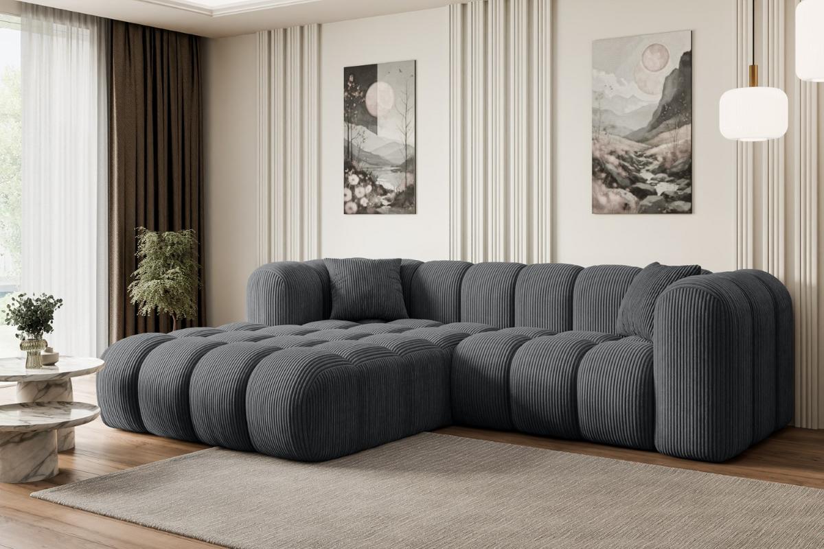 ECKSOFA Ottomane Links OLEA-L1 - 231x173x74 cm Dunkelgrau - Dunkelgrau/Schwarz, Holzwerkstoff/Kunststoff (190/242cm) - ALTDECOR