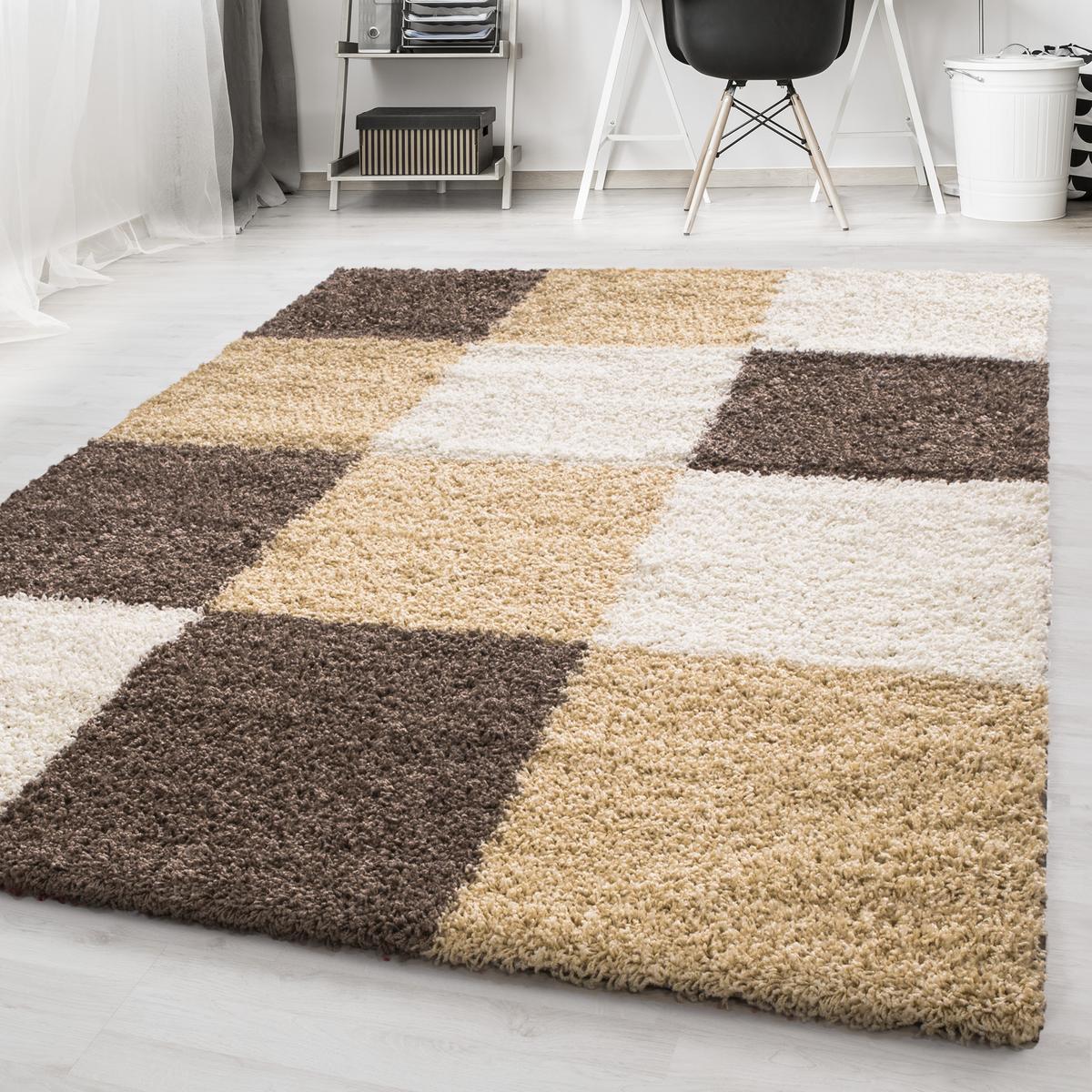 TEPPICH Hochflor RHEIN in Mokka, kariert, 120 x 170 cm - Braun, Textil (170/120cm) - KADIMA DESIGN