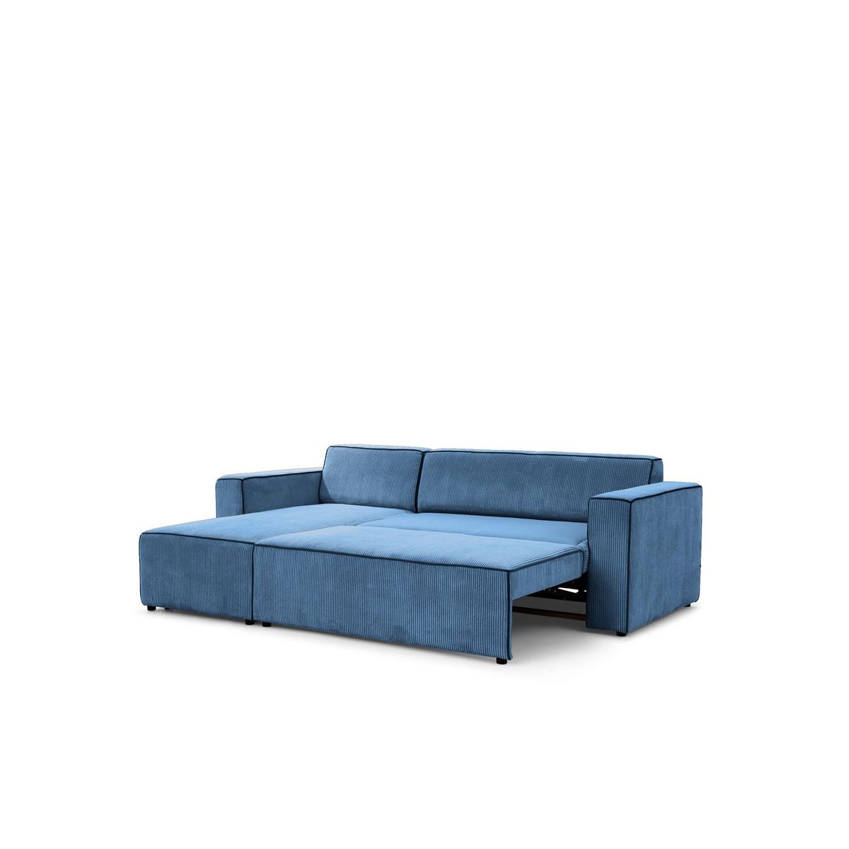ECKSOFA Schlafsofa Waldo In Poso - Blau, Holzwerkstoff/Textil (260/173cm) - Fun Möbel