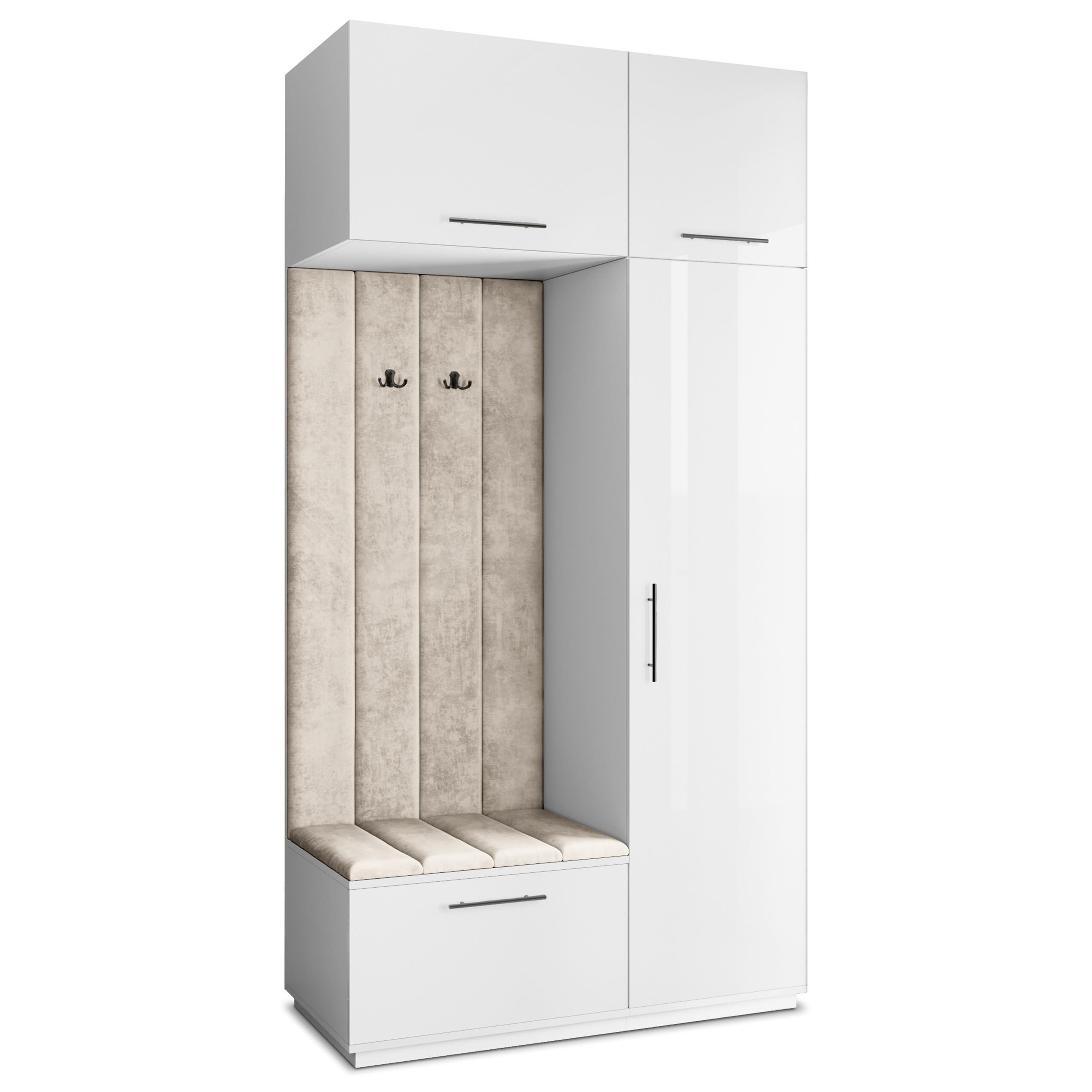 GARDEROBENSCHRANK REMA 120/240/60 cm Modern Weiß - Beige/Weiß, Holzwerkstoff (120/240/60cm) - MASSENO