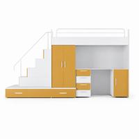 KINDERZIMMER Set RAJ 5, Matt mit Hochbett, Schrank und Schreibtisch - Currygelb/Weiß, Holzwerkstoff (320/180/86cm) - Lookway