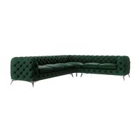 ECKSOFA Chesterfield Laura Flasche Grün Samt - Smaragdgrün/Silberfarben, Holz/Textil (323/264cm) - S-Style Möbel