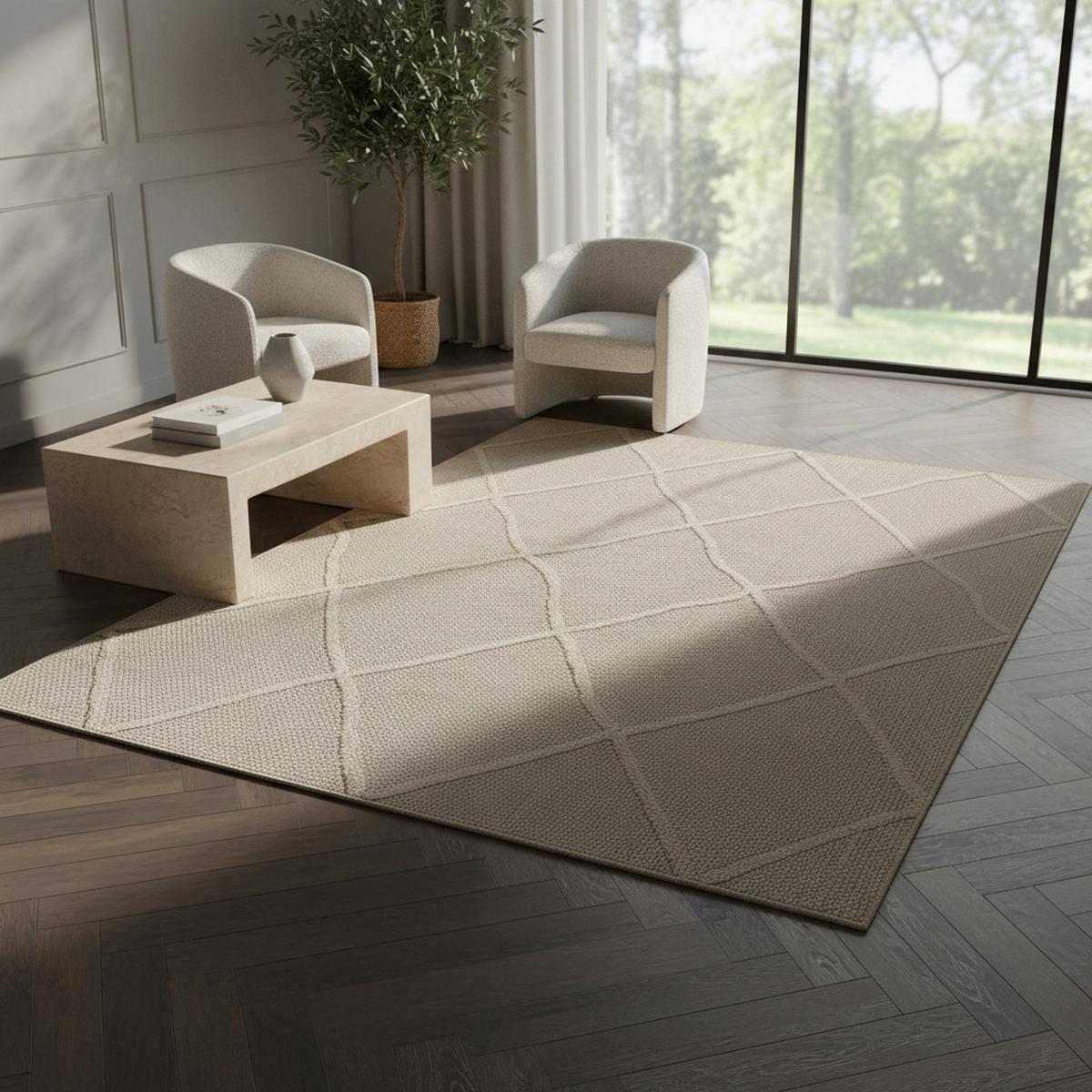 TEPPICH Outdoor IMST in Beige, im Boho-Stil, 80 x 150 cm - Beige, Textil (150/80cm) - KADIMA DESIGN