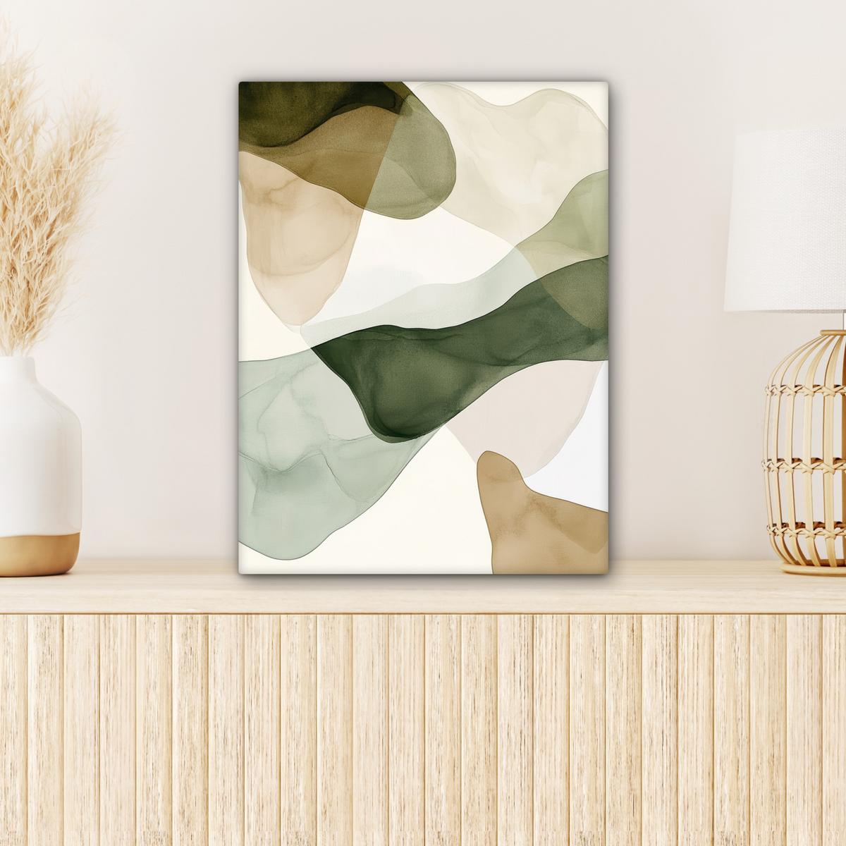 LEINWANDBILD Japandi - Abstrakt - Grün Room Decor 30x40 cm - Salbeigrün, Textil (30/40cm) - MuchoWow