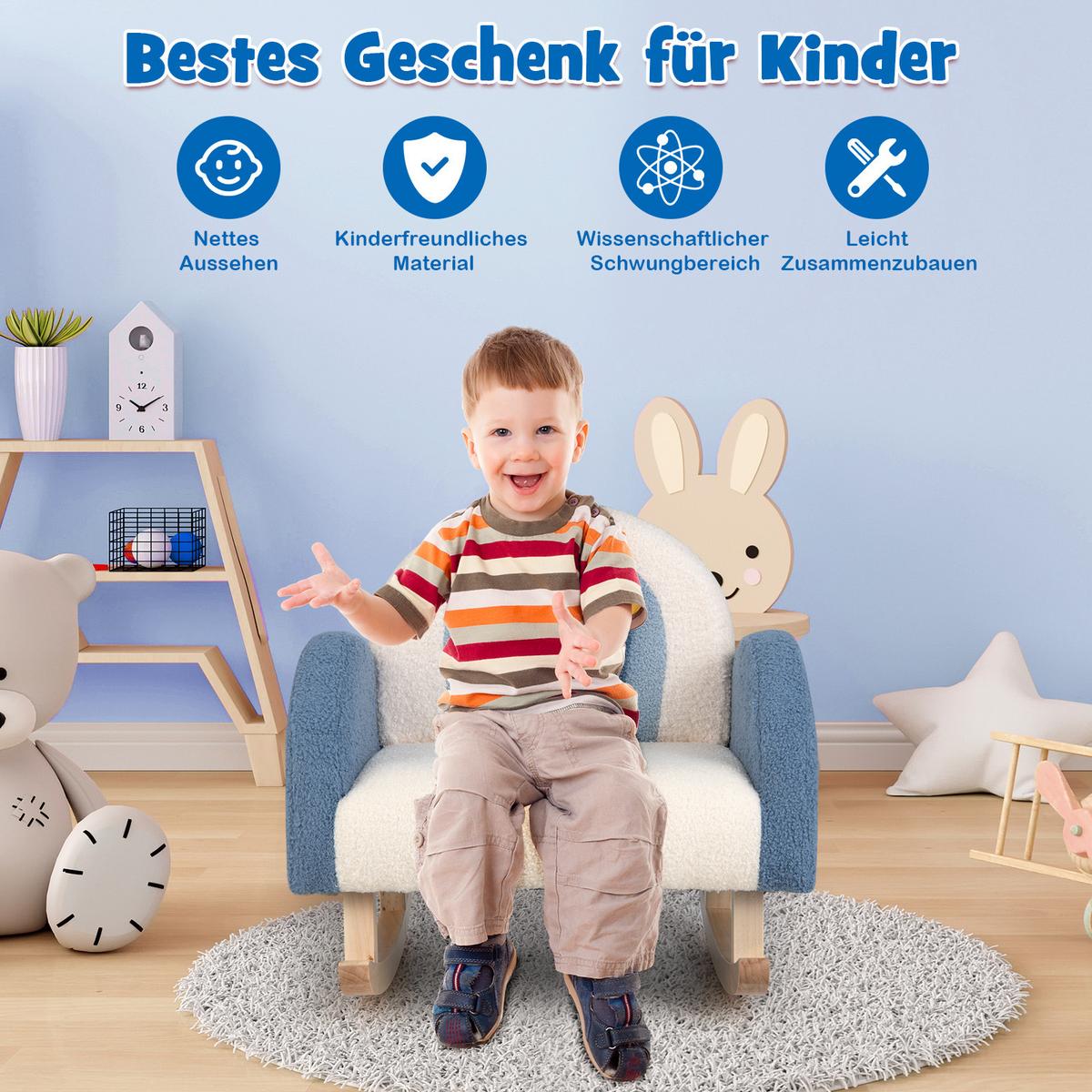 KINDERSOFA 51cm Blau - Blau, Textil (51/51/49cm) - COSTWAY