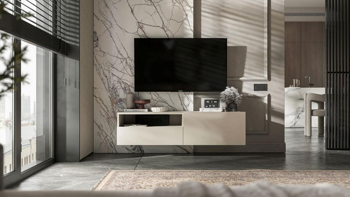 TV-SCHRANK Enjoy Kaschmir matt Schublade 120 cm - Kaschmir, Holzwerkstoff (120/30/35cm) - Meble Lindner