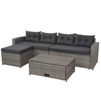 POLY-RATTAN GARNITUR Grau, Anthrazit - Anthrazit/Grau, Kunststoff - MCW