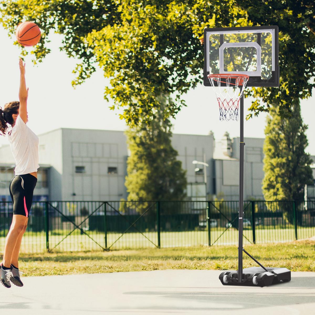 BASKETBALLSTÄNDER höhenverstellbar Basketballanlage für Jugendliche Stahl - Schwarz, Metall (75/83cm) - HOMCOM