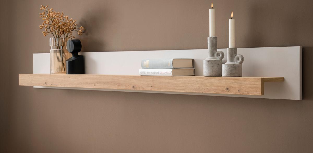 WANDBOARD Kaschmir, Artian Eiche, Wandregal 189 cm - Kaschmir/Eiche Artisan, Holzwerkstoff/Metall (189/20/18cm) - Furn.Design