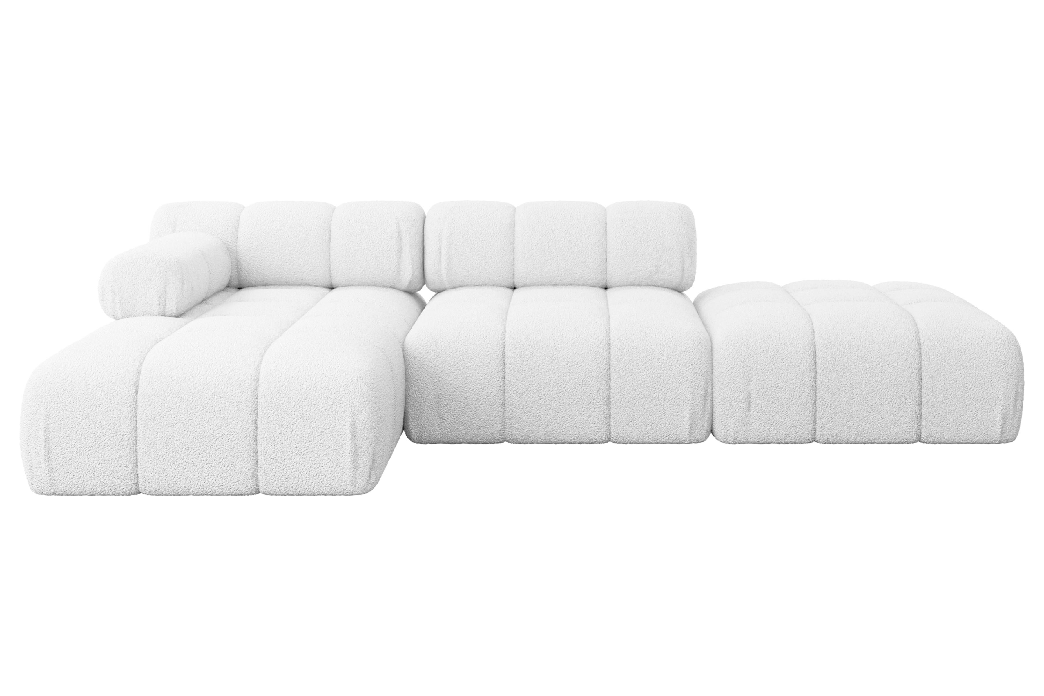 ECKSOFA modulares Sofa Lizur-L1 - 285x160x70 cm Weiß Bouclé - Weiß, Holzwerkstoff/Textil (285/160cm) - ALTDECOR