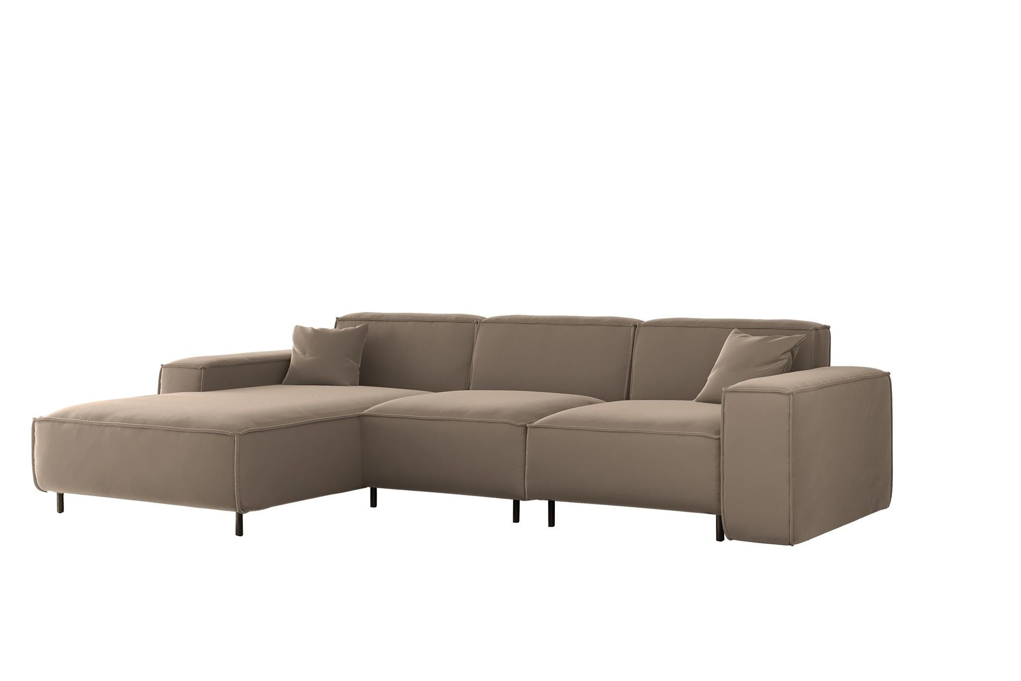 ECKSOFA Gloria In Tiffani - Taupe, Holzwerkstoff/Textil (165/266cm) - Fun Möbel