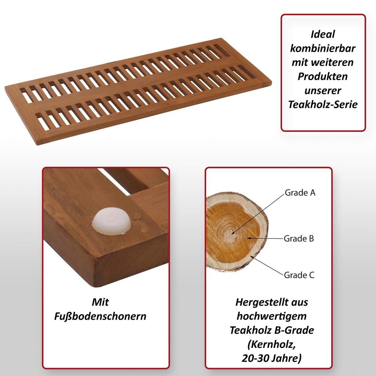 TEAK-BADEMATTE Braun - Braun, Holz (40/100cm) - MCW