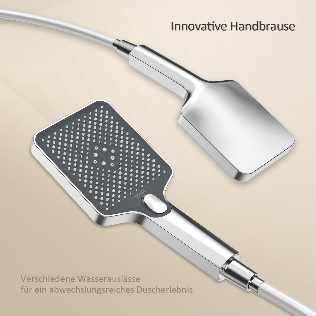 ÜBERKOPFBRAUSESET mit Thermostat höhenverstellbar Chrom 112,7/46 cm - Chromfarben, Metall (36/118/46cm) - EMKE