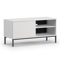 LOWBOARD Queba 1T Weiß 100/50/41 cm – kompaktes TV Lowboard weiß - Schwarz/Weiß, Holzwerkstoff (100/50/41cm) - AX Living