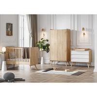 BABYZIMMER 3-teilig Vintage Weißes Holz - Braun, Holzwerkstoff (125/103/65cm) - Petits-meubles