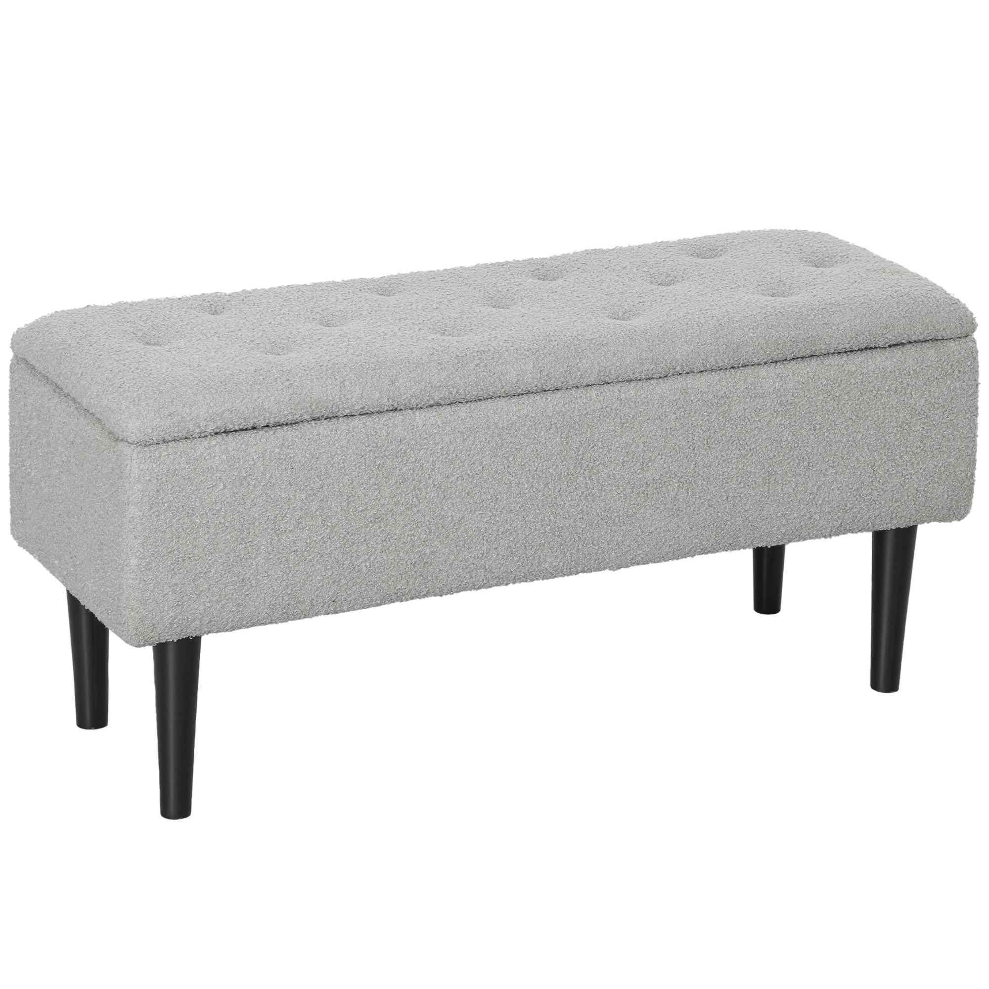 TRUHENBANK Samt, Grau - Grau, Kunststoff (38/45/95cm) - HOMCOM