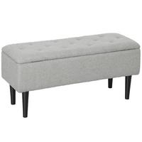 TRUHENBANK Samt, Grau - Grau, Kunststoff (38/45/95cm) - HOMCOM