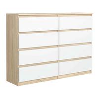 KOMMODE NUDO 120/101,5/39cm mit 8 Schubladen Türen Sonoma Eiche - Weiß/Sonoma Eiche, Holzwerkstoff (120/101.5/39cm) - MASSENO