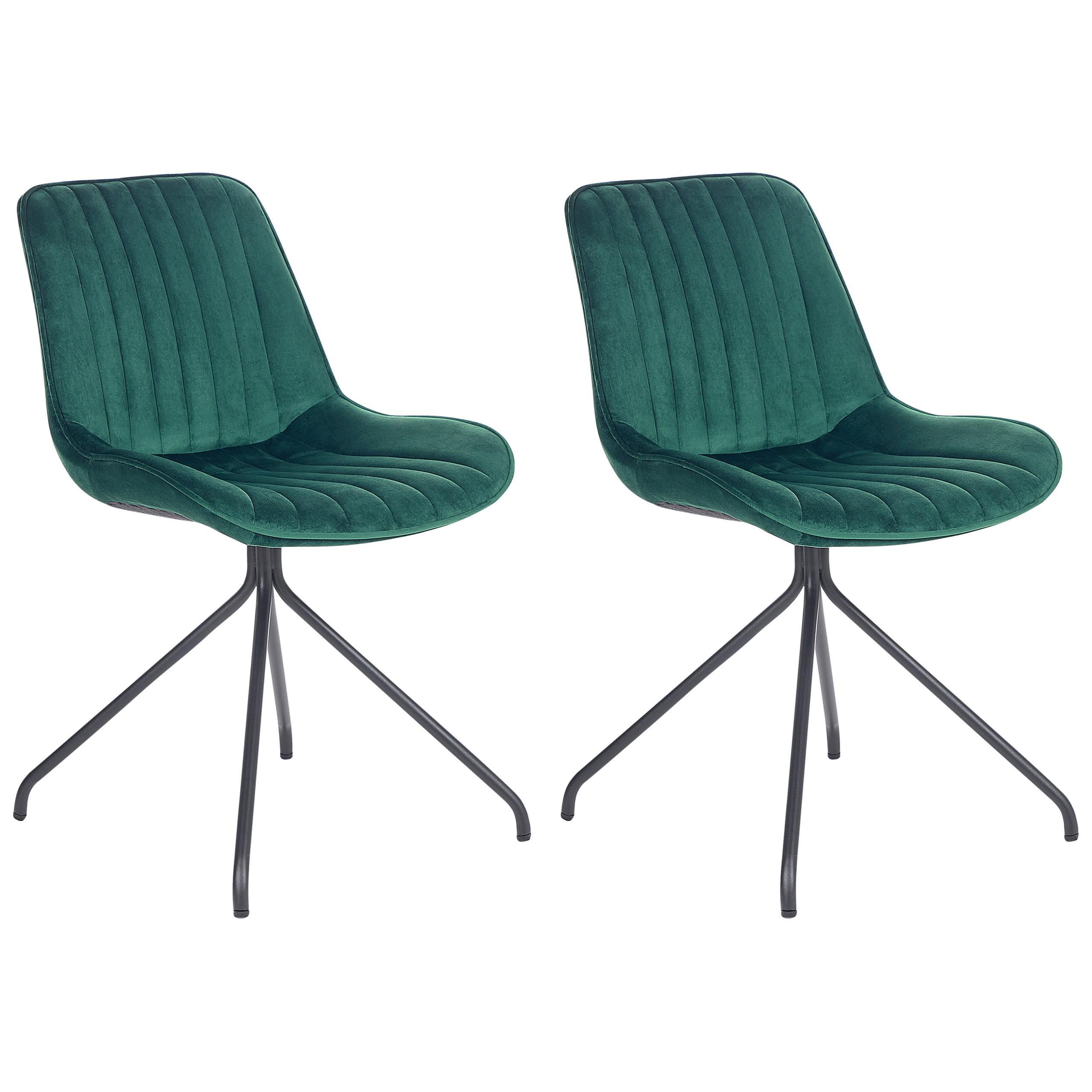 ESSZIMMERSTUHL 2er-Set Samtstoff Grün Navasota - Grün, Textil/Metall (47/83/62cm) - Beliani