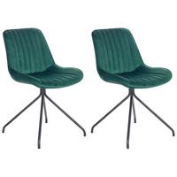 ESSZIMMERSTUHL 2er-Set Samtstoff Grün Navasota - Grün, Textil/Metall (47/83/62cm) - Beliani