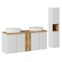 BADMÖBEL 140cm Riva 2er-Set Weiß und Holz - Weiß, Holzwerkstoff (140/57/40cm) - Petits-meubles