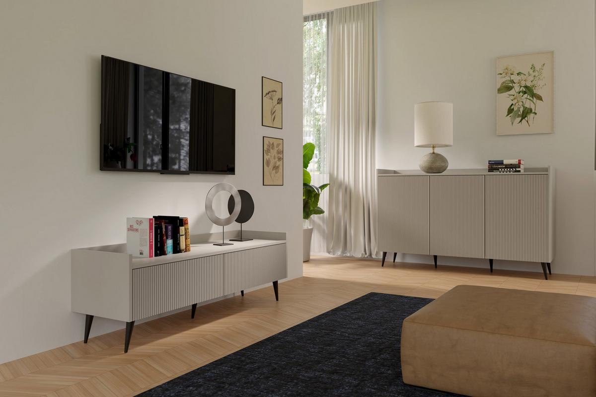 SIDEBOARD Arysa in Beige Kaschmir 92/150/41 cm - Kaschmir/Beige, Holzwerkstoff/Metall (150/92/41cm) - WFL GROUP