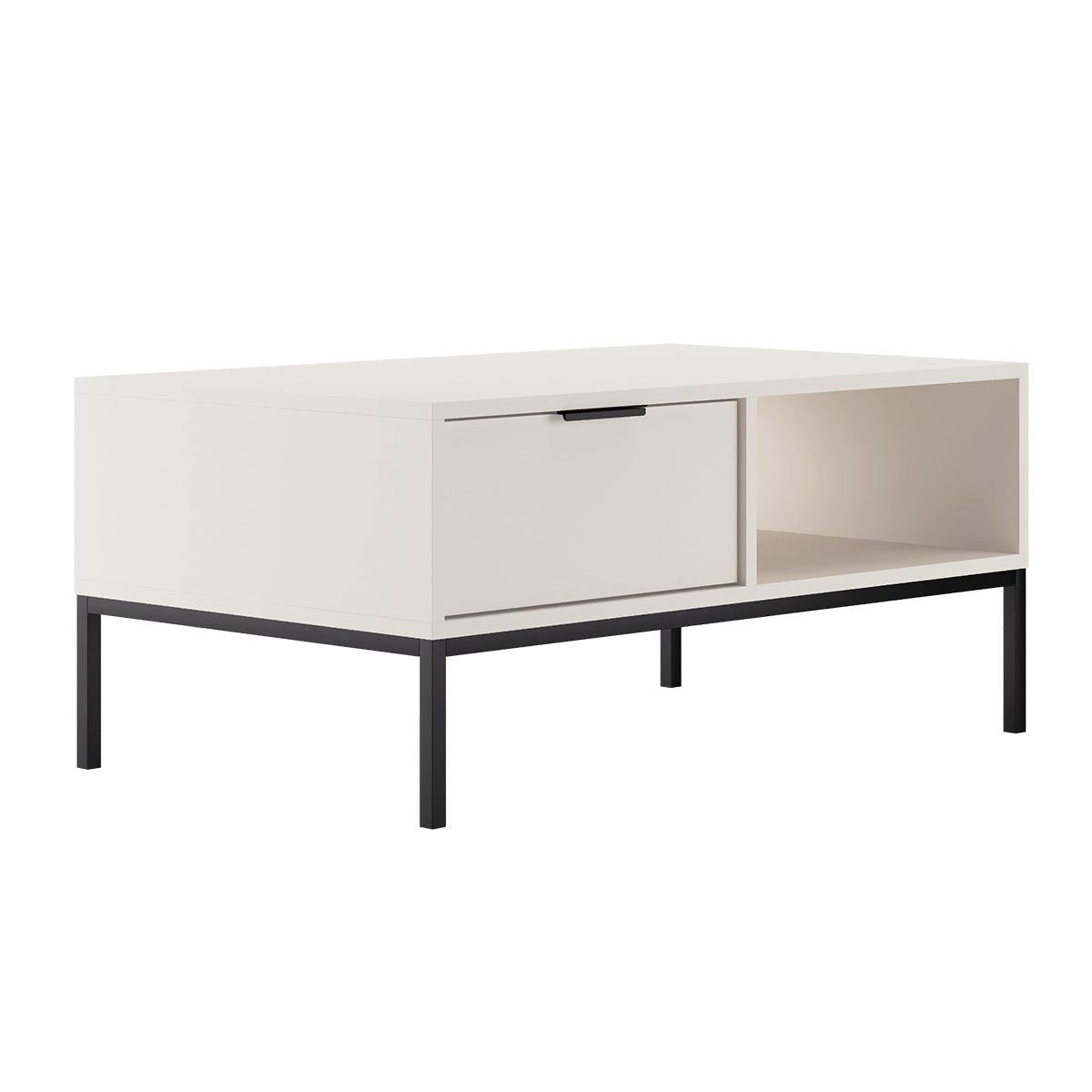 COUCHTISCH Seattle Weiß und Schwarz - Weiß, Holzwerkstoff (60/100/45.4cm) - Petits-meubles