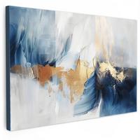 LEINWANDBILD Gold - Blau - Aquarell - Kunst - Modern Wohnzimmer Groß 120x80 cm - Hellblau, Textil (120/80cm) - MuchoWow