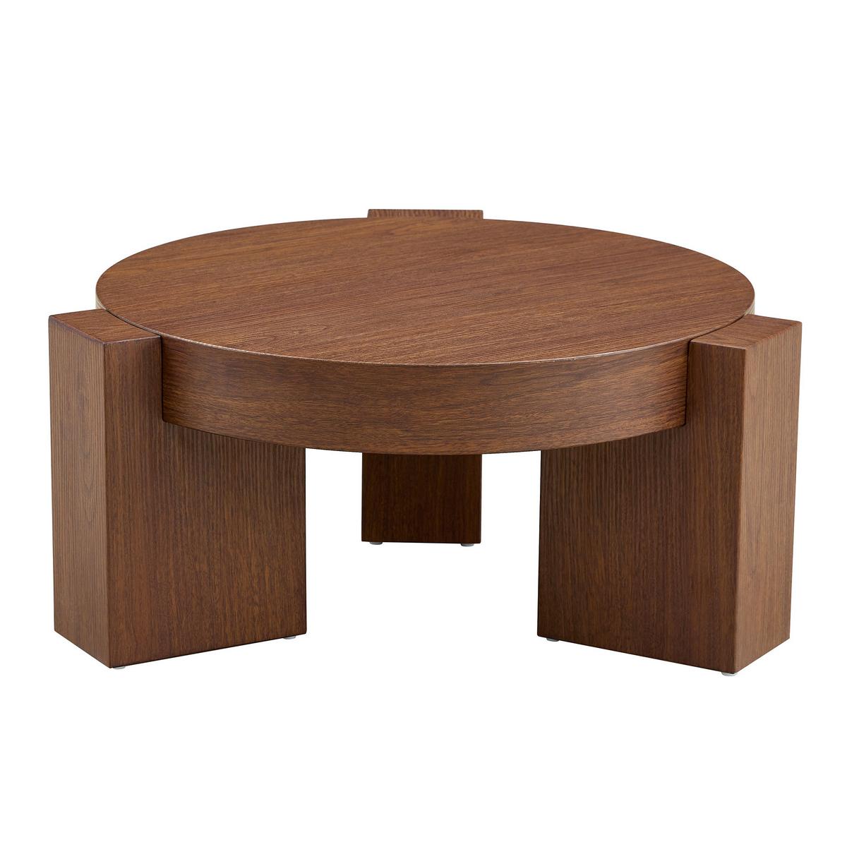 COUCHTISCH 2er-set nussbaum-optik & braunes glas trennbar - Walnussfarben, Holzwerkstoff (61/61/30cm) - Urban Meuble