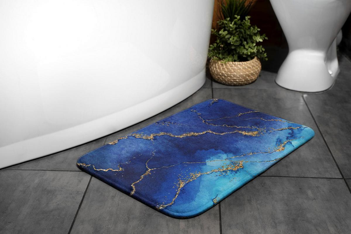 BADTEPPICH 75x45 cm Blauer Marmor - Blau, Textil (75/45cm) - TULUP