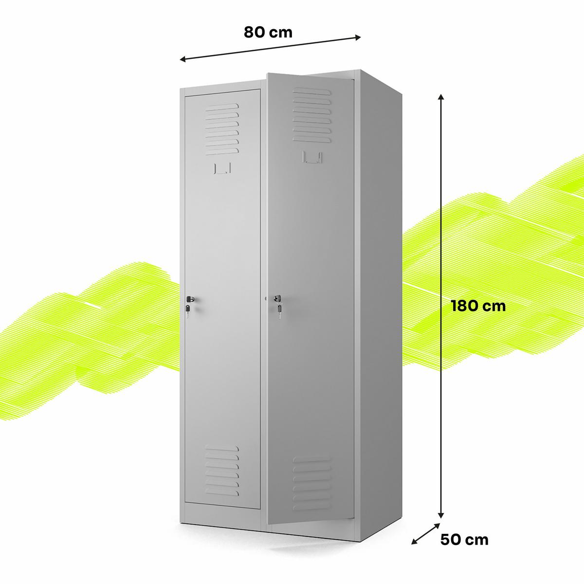 MEHRZWECKSCHRANK 2-türig aus Metall Hellgrau 80x180x50cm - Hellgrau, Metall (80/180/50cm) - Muralo