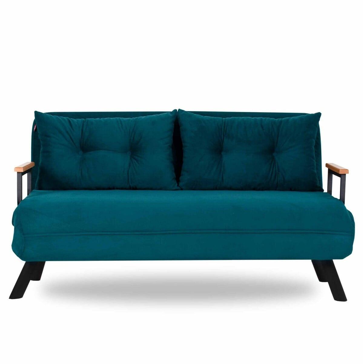 SCHLAFSOFA für 2 Personen mit Stoffbezug und Metallfüßen 133/50/41 cm - Grün, Metall (50/41/121cm) - Calicosy