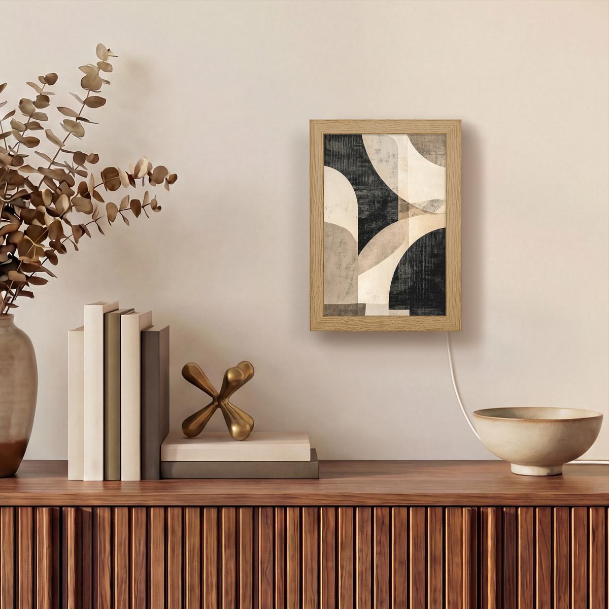 WANDLEUCHTE Abstrakt - Formen - Modern - Beige 15x20 cm - Grau, Holzwerkstoff (15/20/8cm) - OnlyWow