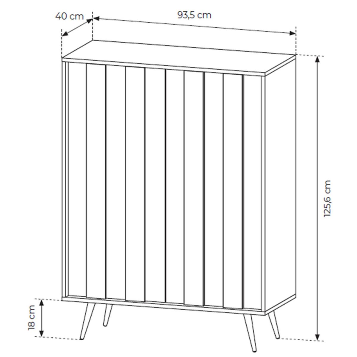 HIGHBOARD Amaro 93 cm - Eichefarben/Schwarz, Holzwerkstoff/Metall (93.5/125.6/40cm) - Selsey