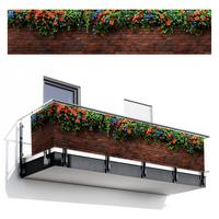 BALKON-SICHTSCHUTZ Blumen - Wand - Grün - Orange Deko XXL 500x110 cm - Rotbraun, Kunststoff (500/110cm) - MuchoWow