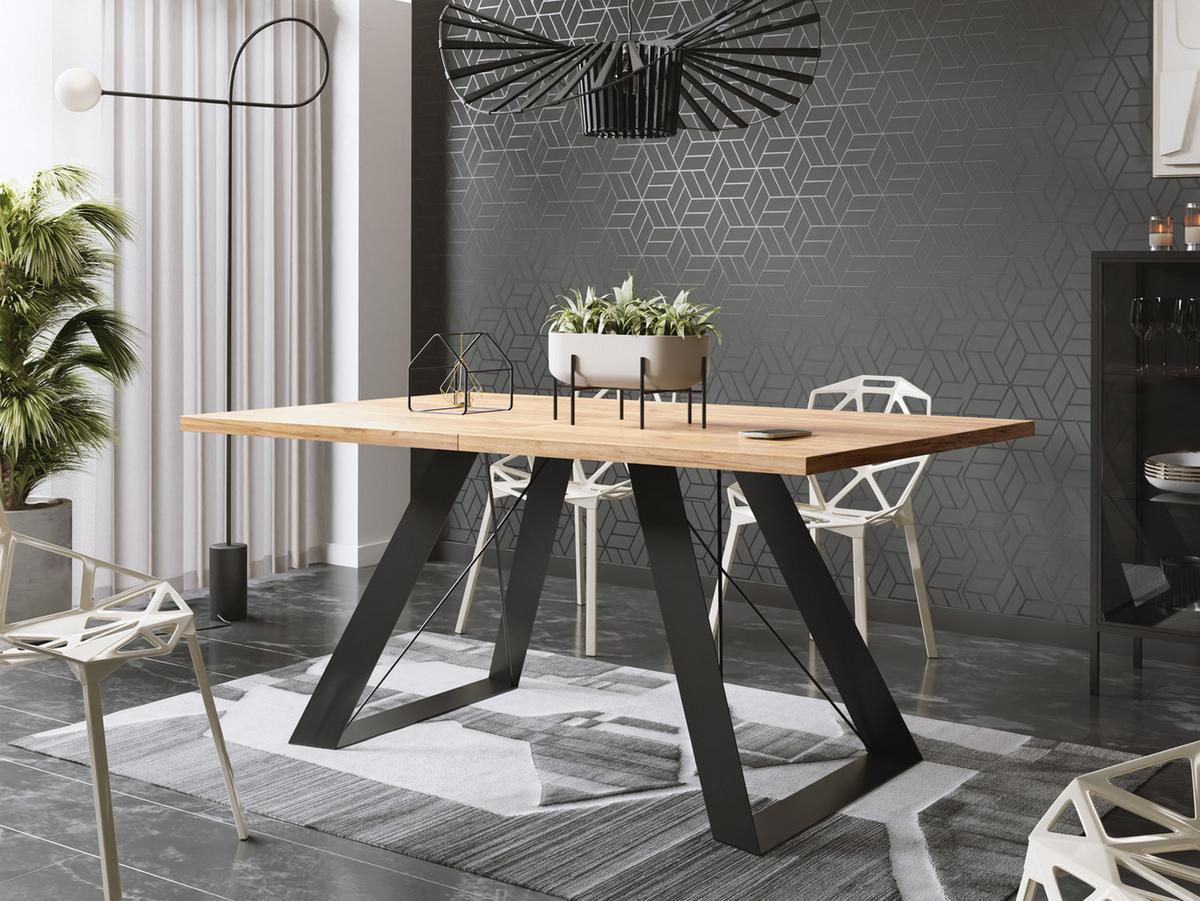 ESSTISCH Colter rechteckig ausziehbar, Craft Eiche 140-240/80/76 cm - Eiche Wotan/Schwarz, Holzwerkstoff/Metall (80/240/76cm) - WFL GROUP