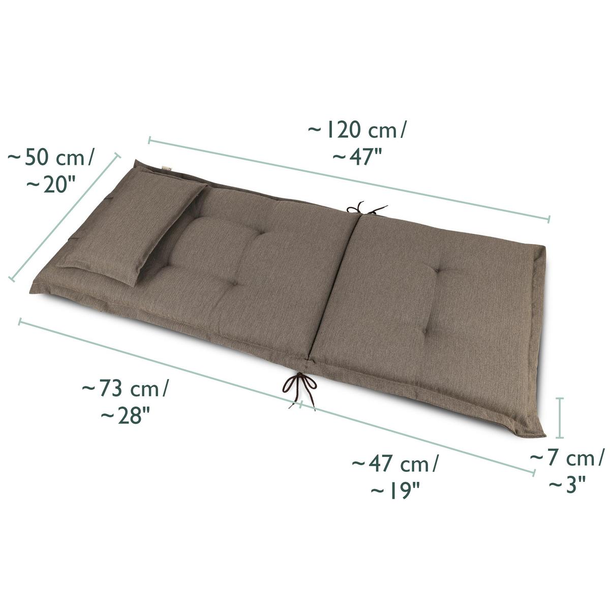 HOCHLEHNERAUFLAGE HighLux HL 120/52/7cm Taupe - Taupe, Textil (52/7/120cm) - Beautissu 