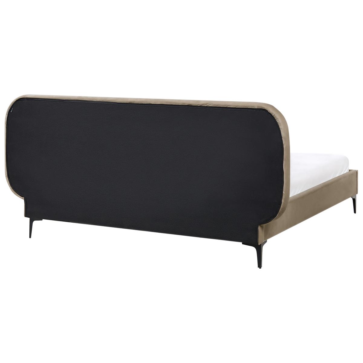 BETT mit Lattenrost 160/200 cm Samtstoff Taupe Suzette - Taupe, Textil (160/200cm) - Beliani