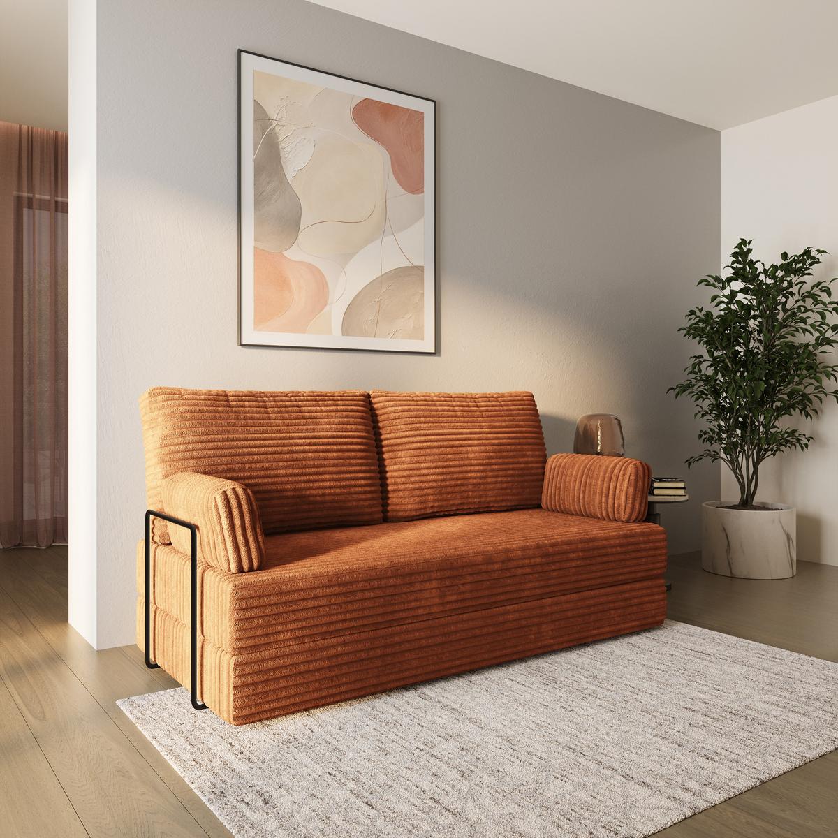 BETTSOFA SILAR aus Schaumstoff Cordstoff Braun Schlaffunktion - Braun, Textil (170/86/80cm) - MASSENO
