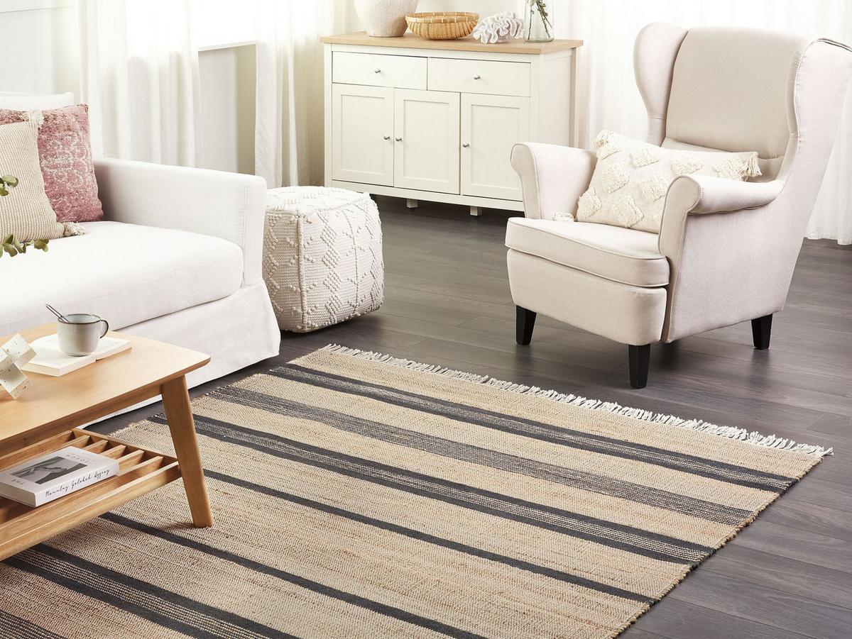 TEPPICH geflochten Talpur 230/160 cm - Beige, Naturmaterialien (160/230cm) - Beliani