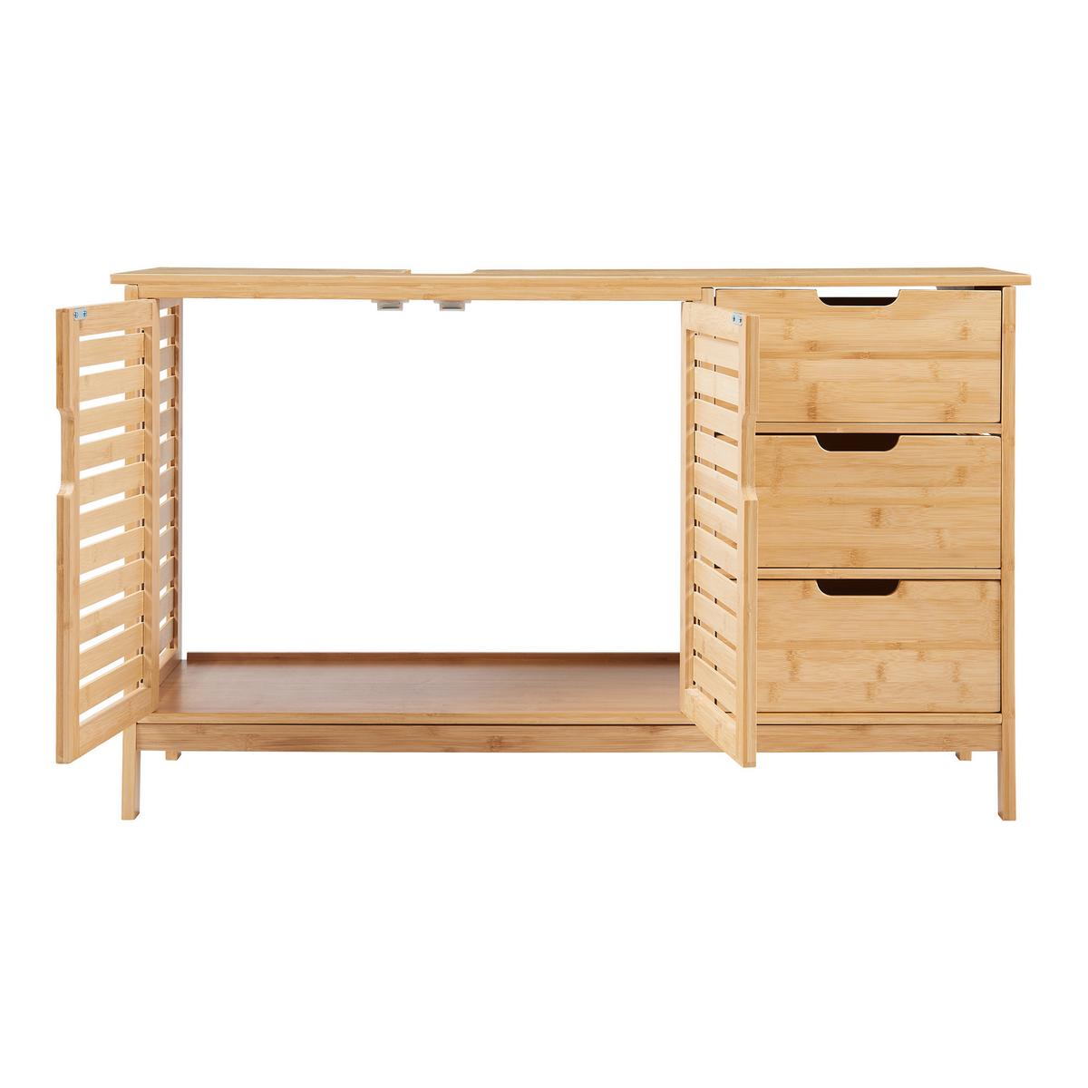 WASCHBECKENUNTERSCHRANK Boksereys - Naturfarben, Naturmaterialen (100/60/35cm) - [en.casa]