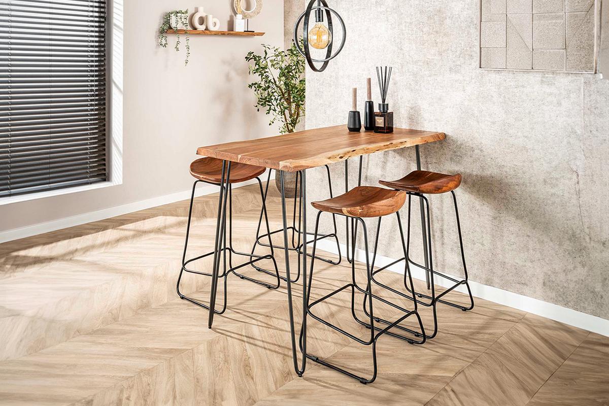 BARHOCKER LEMMY 4ER SET Braun Holz (1er-Set) - Braun, Holz (42/73/40cm) - KAWOLA