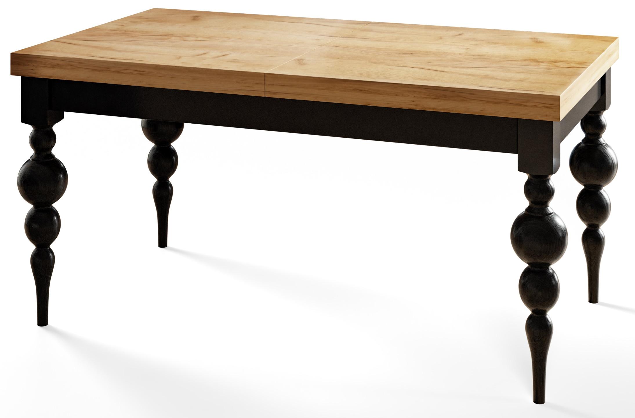 RECHTECKIGER Esszimmertisch LENA, ausziehbarer Tisch, Größe: 140-180X80X78,5 cm, Wohnzimmertisch Farbe: CRAFT, mit Tischbeinen in Farbe Schwarz - Schwarz/Braun, Holzwerkstoff (140/80/79cm) - Alpi-Möbel