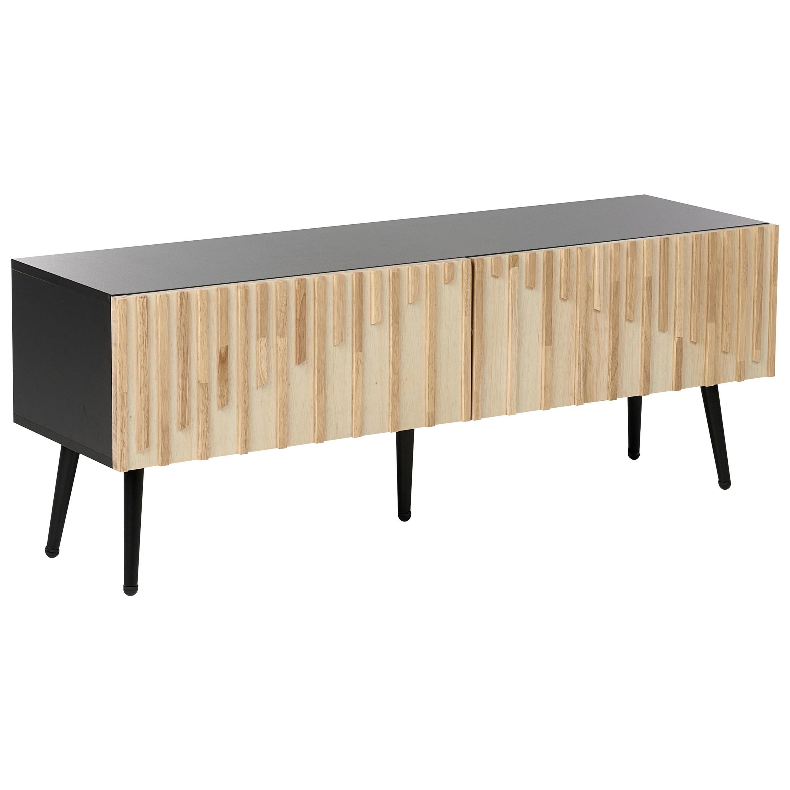TV-MÖBEL Heller Holzfarbton/Schwarz Dalcross - Hellbraun/Schwarz, Holzwerkstoff (120/45/36cm) - Beliani