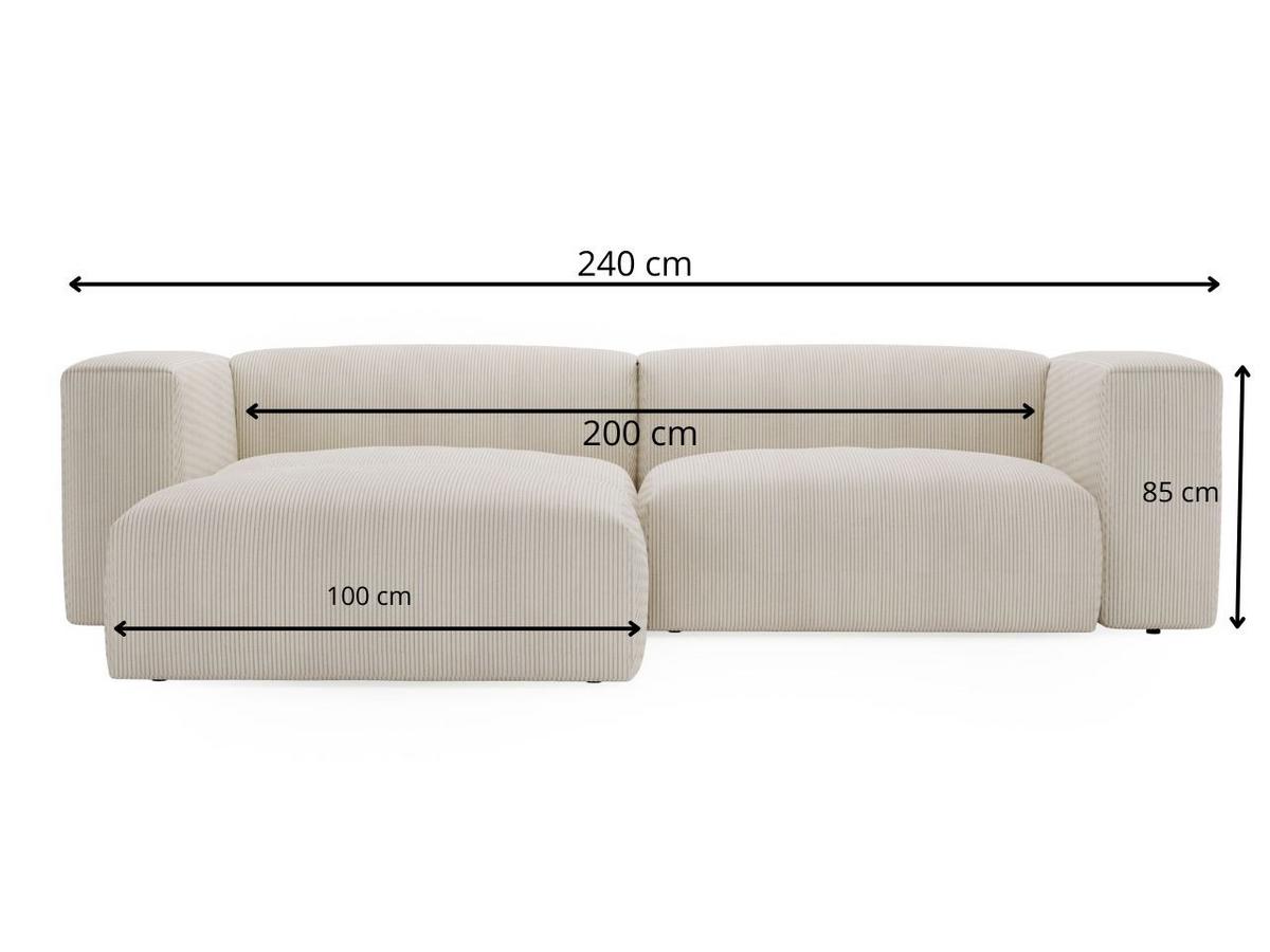 ECKSOFA Landi Schwarz Links - Schwarz, Kunststoff/Textil (180/240cm) - Graingold