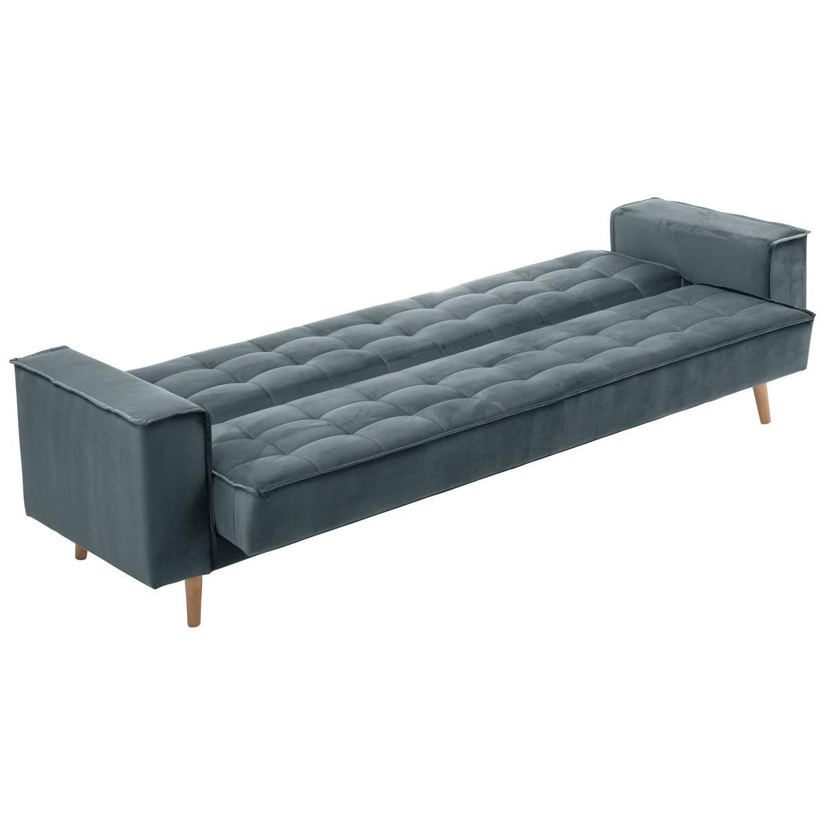 SOFA 3-Sitzer mit Bettfunktion Kavindra Samtvelours azur - Aubergine, Kunststoff (78/84/240cm) - 58aufmkessel